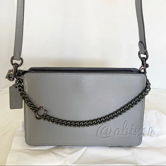NWT Coach Signature Chain Leather Crossbody Bag - Picture 2 of 14